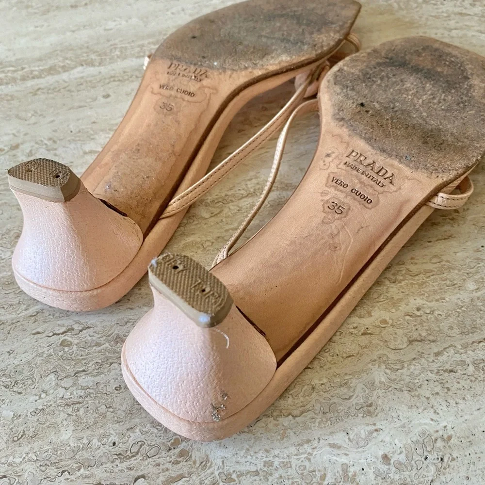 Vintage Prada Rosebud Kitten Heel Sandals - Picture 8 of 9